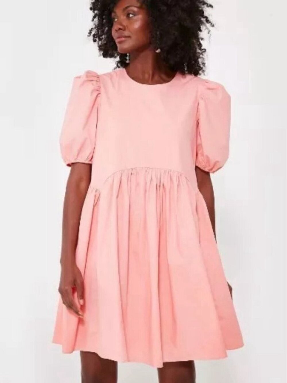 Tuckernuck HYACINTH HOUSE Dress L Large Coral Pink Allie Puff Sleeve Babydoll